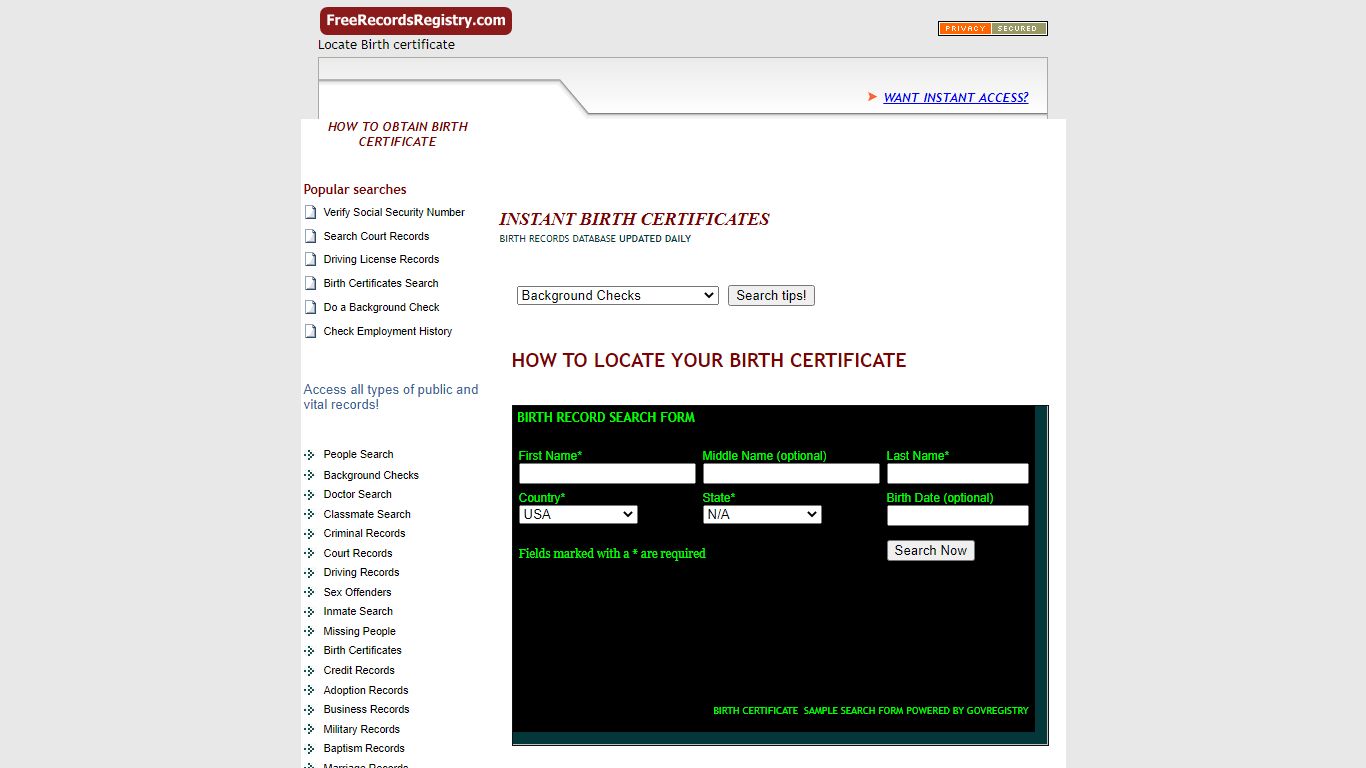 How to locate your birth certificate - freerecordsregistry.com